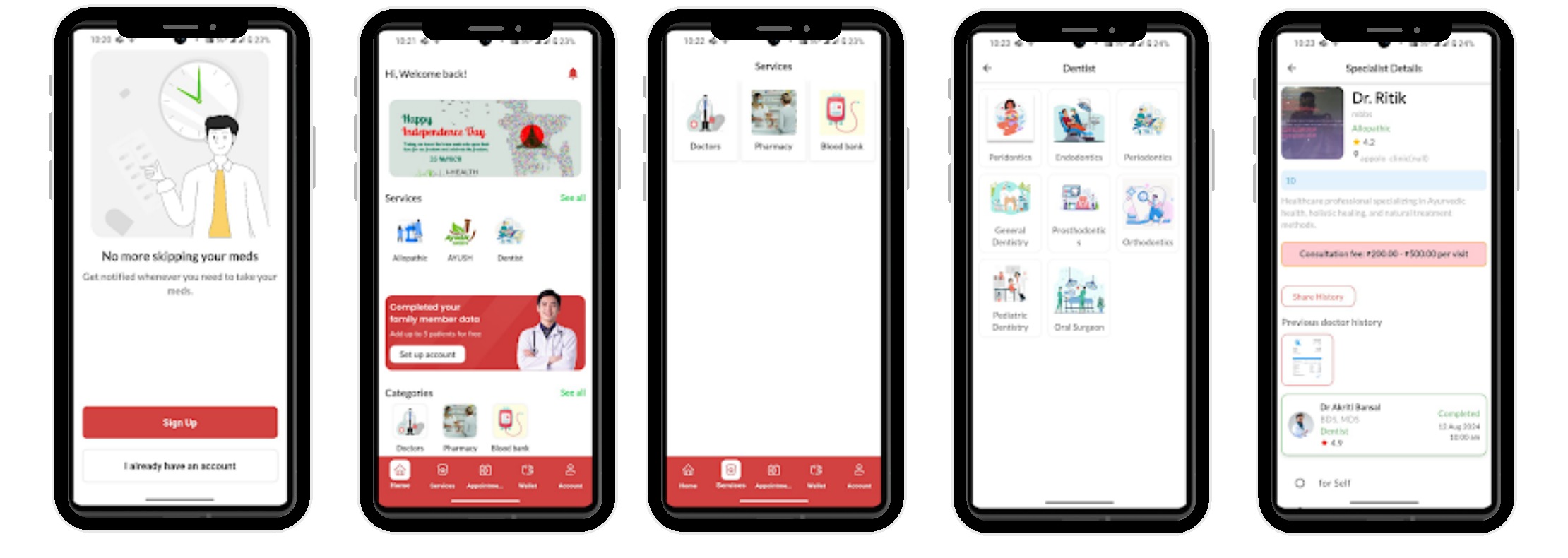 Happy Health 24 user app interface examples